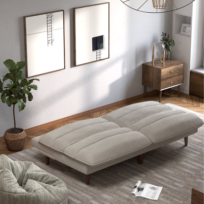 Homall Futon sofa, Two Seat Adjustable Sofa, Corduroy Fabric, Upholstered Sofa, Sofa Changeable into Bed, Leisure Reading and Games, Green