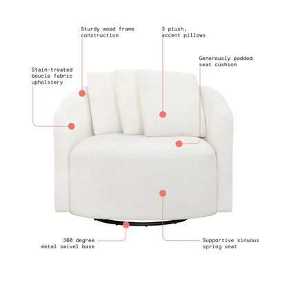 Beautiful Drew Accent Chair by Drew Barrymore, Cream Boucle