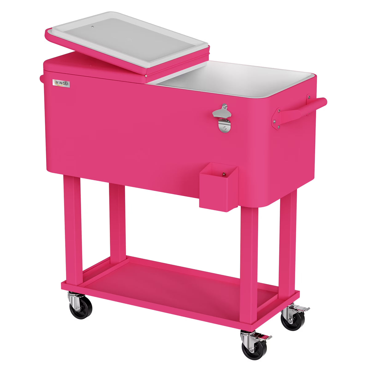 Ktaxon 80 Qt Rolling Ice Chest Cooler Cart Outdoor Trolley with Storage Shelf, Bottle Opener & Cap Collector for 48 Hour Cold Drinks,Lemon Yellow