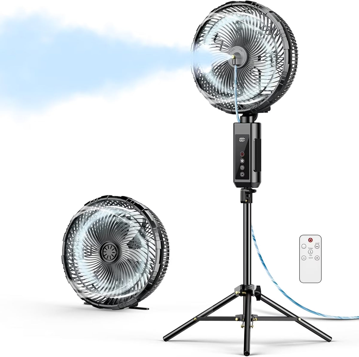 Portable fan products, 20000mAh 12-inch outdoor misting fan, suitable for outdoor patios