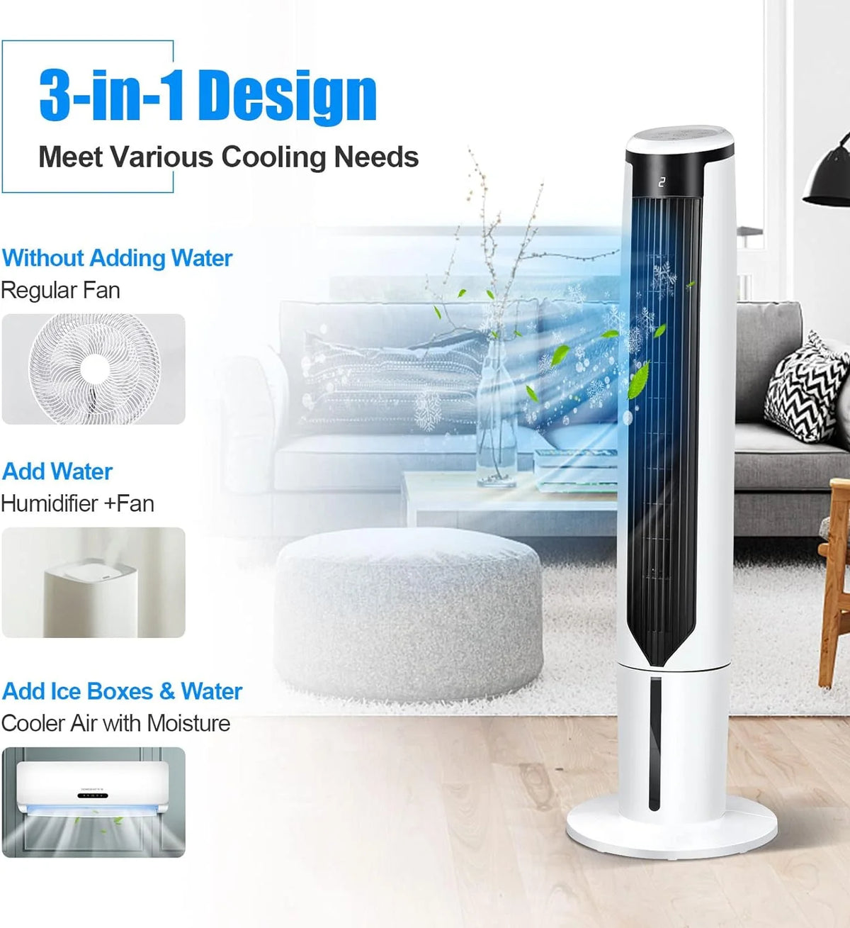 Giantex Evaporative Air Cooler, Floor Standing Portable Air Cooler Fan, Quiet Cooling for Bedroom/Living Room/Office