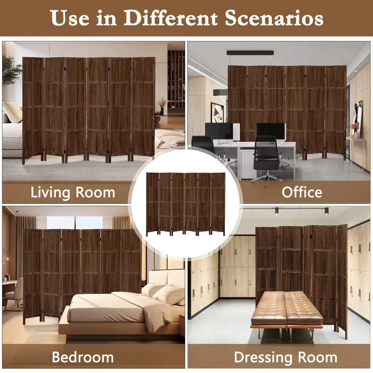 Aletheiawu 4 Panel Room Divider Wall and Folding Privacy Screens��No Installation Required��White