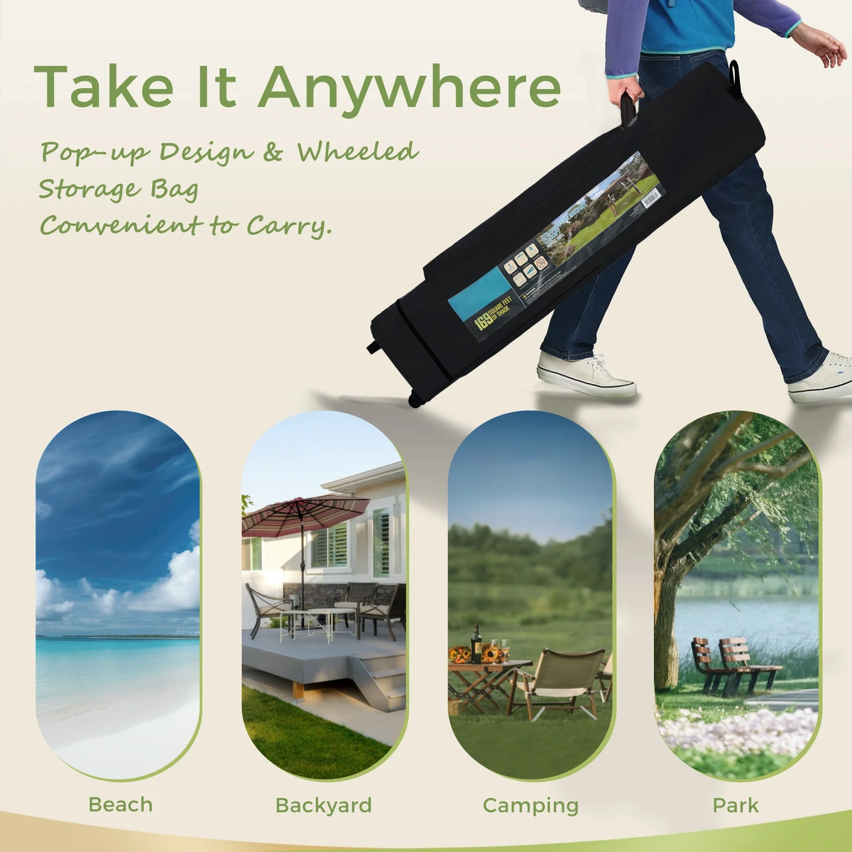 Phi Villa 10ft x 10ft Blue Pop Up Outdoor Canopy, Waterproof