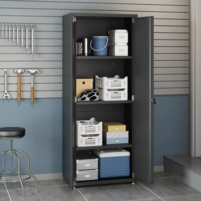 Fortress Textured Metal 75.4" Garage Cabinet with 4 Adjustable Shelves y