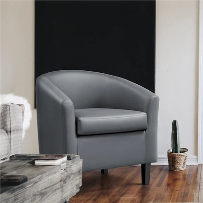 Yaheetech Faux Leather Accent Arm Chair For Living Room, Black