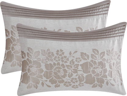 Lanco Smoke Grey Comforter Set California King Size, 9 Piece Jacquard Floral Bedding Set, All Season, Ultra-Soft, Matching Pillows & Shams, Bed Skirt
