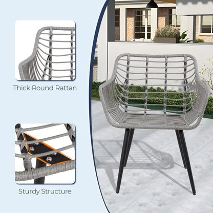 FHFO 3 Piece Patio Bistro Set, Outdoor Wicker Apartment Balcony Furniture Sets, Rattan Table and Chairs Set of 2 for Porch Backyard Lawn Poolside Deck, Beige