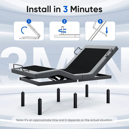 Raffle Pinker Adjustable Bed Frame Twin Size Power Bed Base Frame with Massage,Silent Dual Motors,Head & Foot Incline