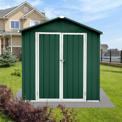 6' x 4' Outdoor Storage Shed, Metal Garden Shed with Lockable Doors, Tools Storage Shed for Backyard, Patio, White
