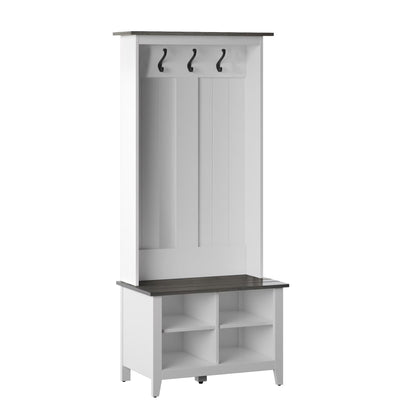 Twin Star Home Hall Tree with Storage Bench in White