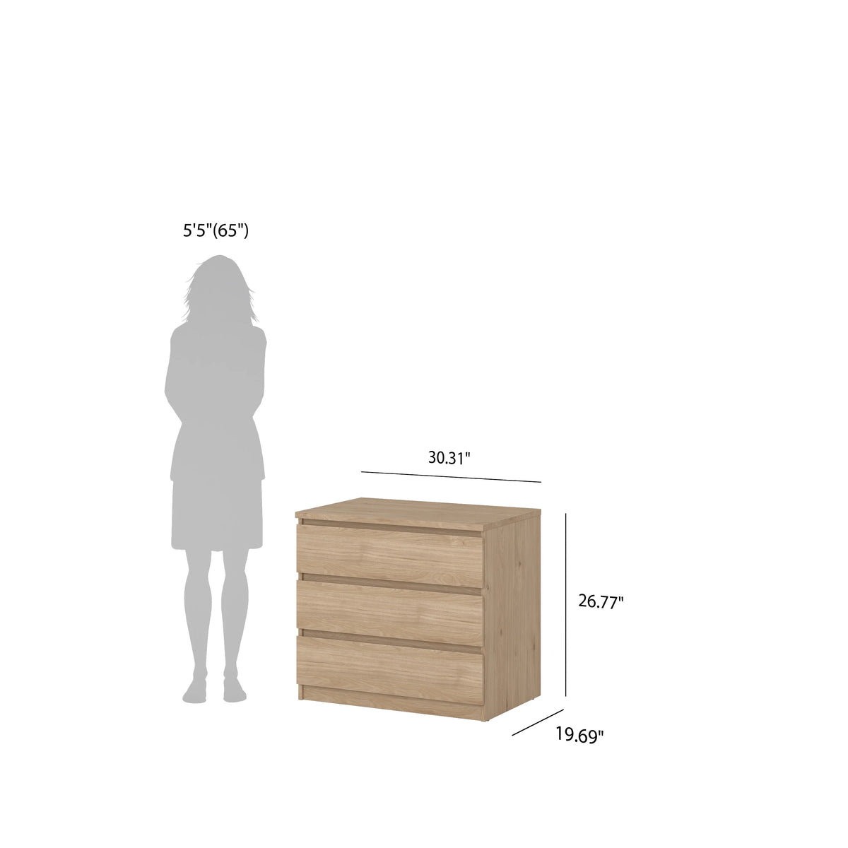 Tvilum Scottsdale 3 Drawer Chest Dresser for Adults, White High Gloss