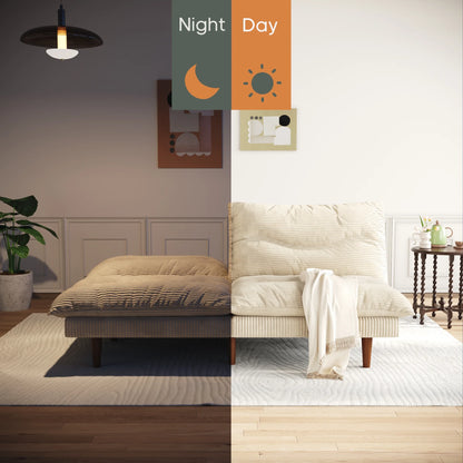 NYBOPAVIS 69" Futon Convertible Sofa Bed, Corduroy Loveseat Sofa Couch for Small Space Green