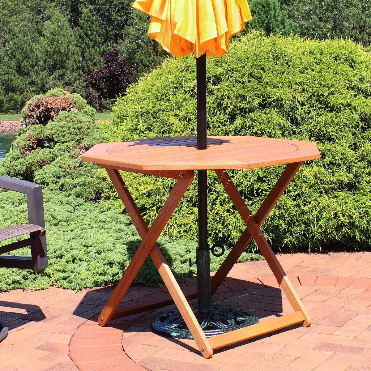 Sunnydaze 35.5" Meranti Folding Octagon Outdoor Dining Table