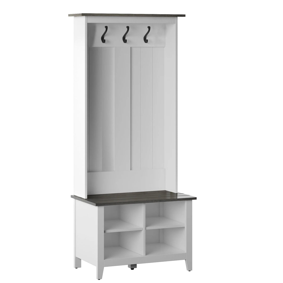 Twin Star Home Hall Tree with Storage Bench in White