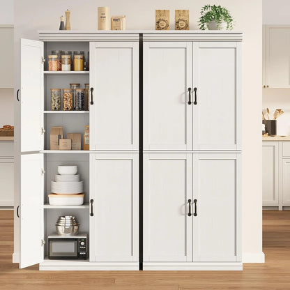 Ataucjin 70" Tall Kitchen Pantry Cabinet, Freestanding Cupboard Kitchen Pantry Storage Cabinet, Freestanding Cupboard with Doors and Adjustable Shelves, for Bathroom, Dining Room, Living Room