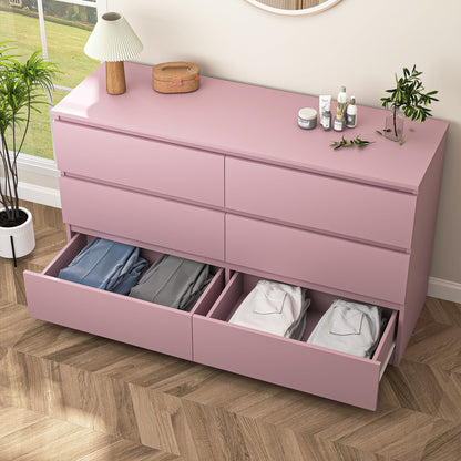 Kadyn White Chest of Drawer, 6 Double Drawer Dresser for Bedroom, Modern Storage Cabinet for Living Room, Dresser
