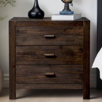UBesGoo Nightstand 2 Drawer Dresser Side Table, Soild wood & MDF with Solid Wood Veneer, Brown