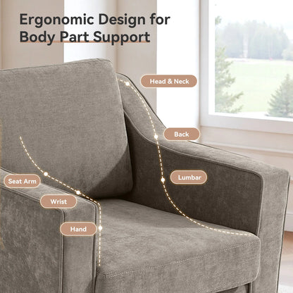 Swivel Accent Chair for Living Room, Modern Upholstered Barrel Arm Chair with Plump Back Pillow, Comfy Club Sofa Reading Chair for Adults (Chenille Navy, Set of 1)