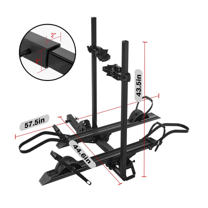 Young Electric Ebike Rack, 200lb Capacity, Alloy Steel Hitch Mount, Fits 5-Inch Fat Tire Bikes, 2-Inch Receiver