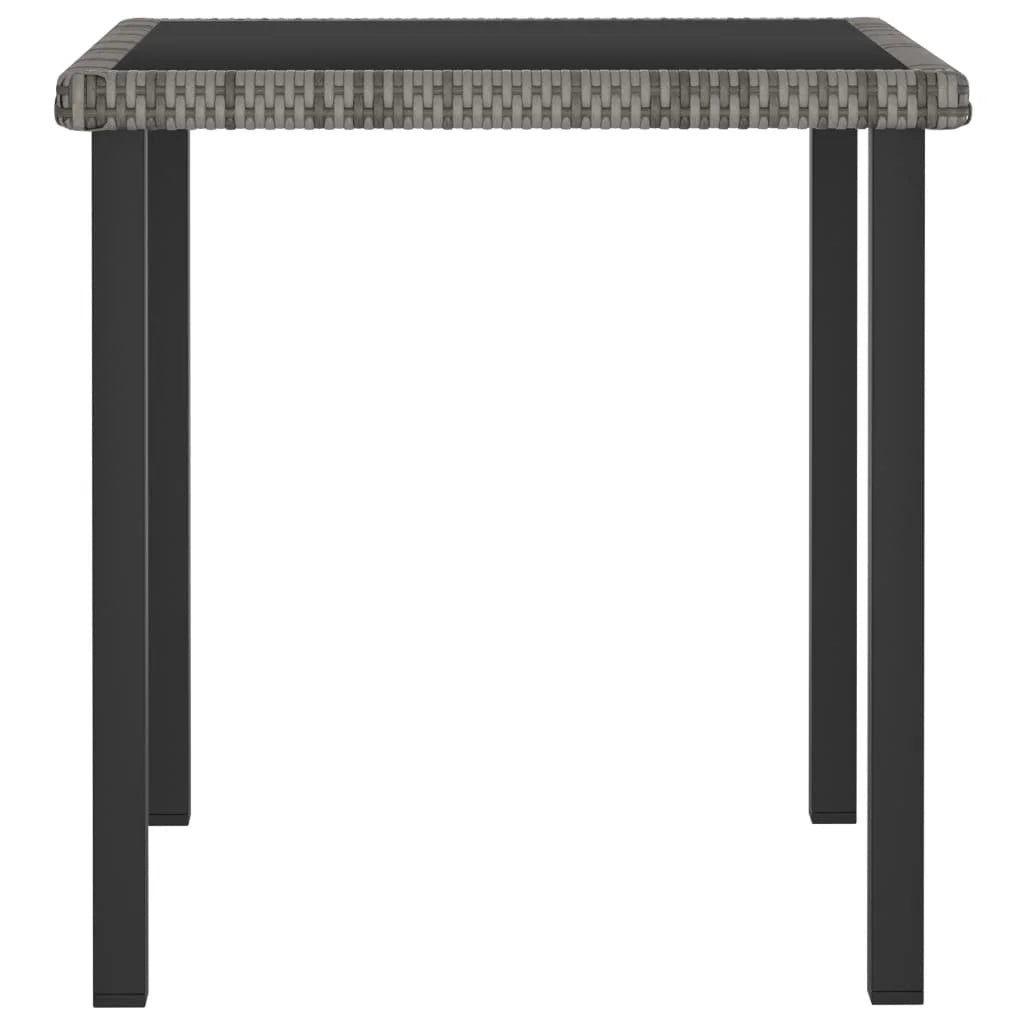 vidaXL Outdoor Dining Table Garden Porch Patio Table with Glass Top PE Rattan