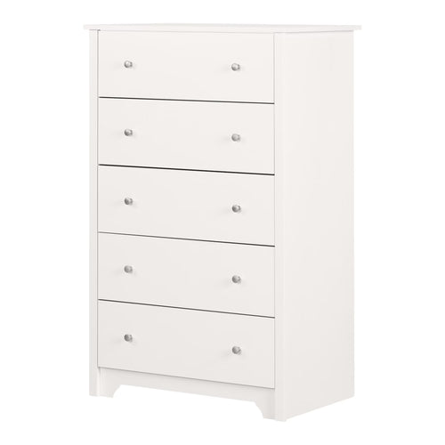 HomeStock French Flair Contemporary Style Bedroom 5-Drawer Chest, Painted Finish with Storage Feature - 19.5"D x 31.25"W x 48.75"H-Color:White