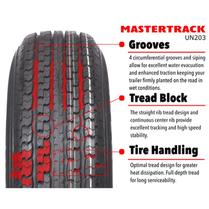Mastertrack UN203 ST205/75R14 8 Ply 105/101N Load Range D Radial Trailer Tire - ST 205/75/14 205/75R14,Set of 2(No Wheels)