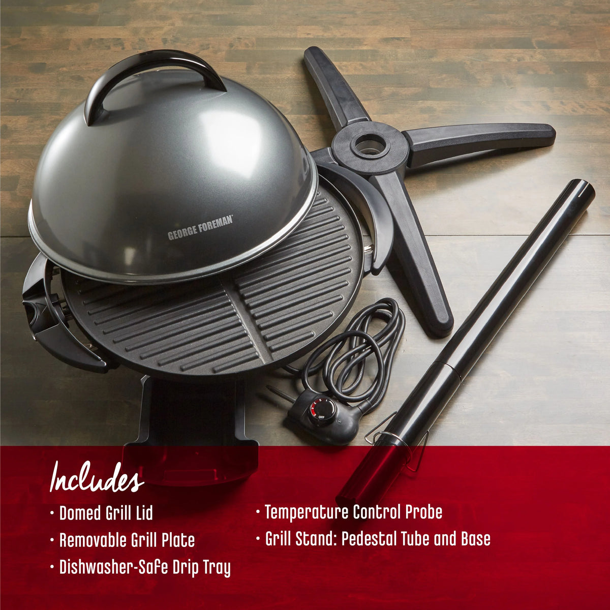 Foreman 15 Serving Nonstick Indoor/Outdoor Electric Grill in Gun Metal
