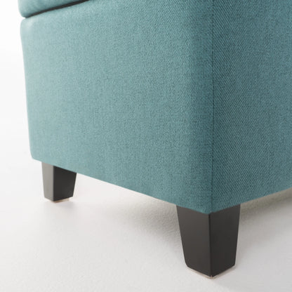 Noble House Hampton Contemporary Fabric Upholstered Storage Ottoman, White and Blue Floral