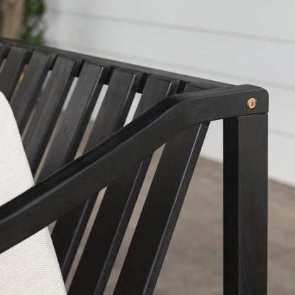 Walker Edison Modern Solid Wood Curved-Arm Outdoor Loveseat, Black