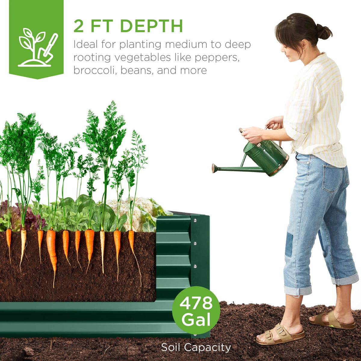 Best Choice Products 8x4x2ft Outdoor Metal Raised Garden Bed, Planter Box for Vegetables, Flowers, Herbs - Gray