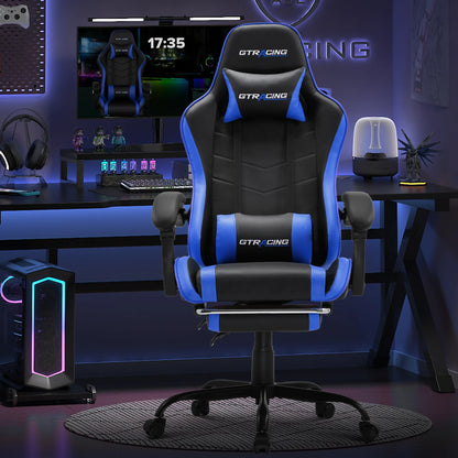 GTRACING GTWD-200 Ergonomic Gaming Chair with Adjustable Pillows and Footrest , White
