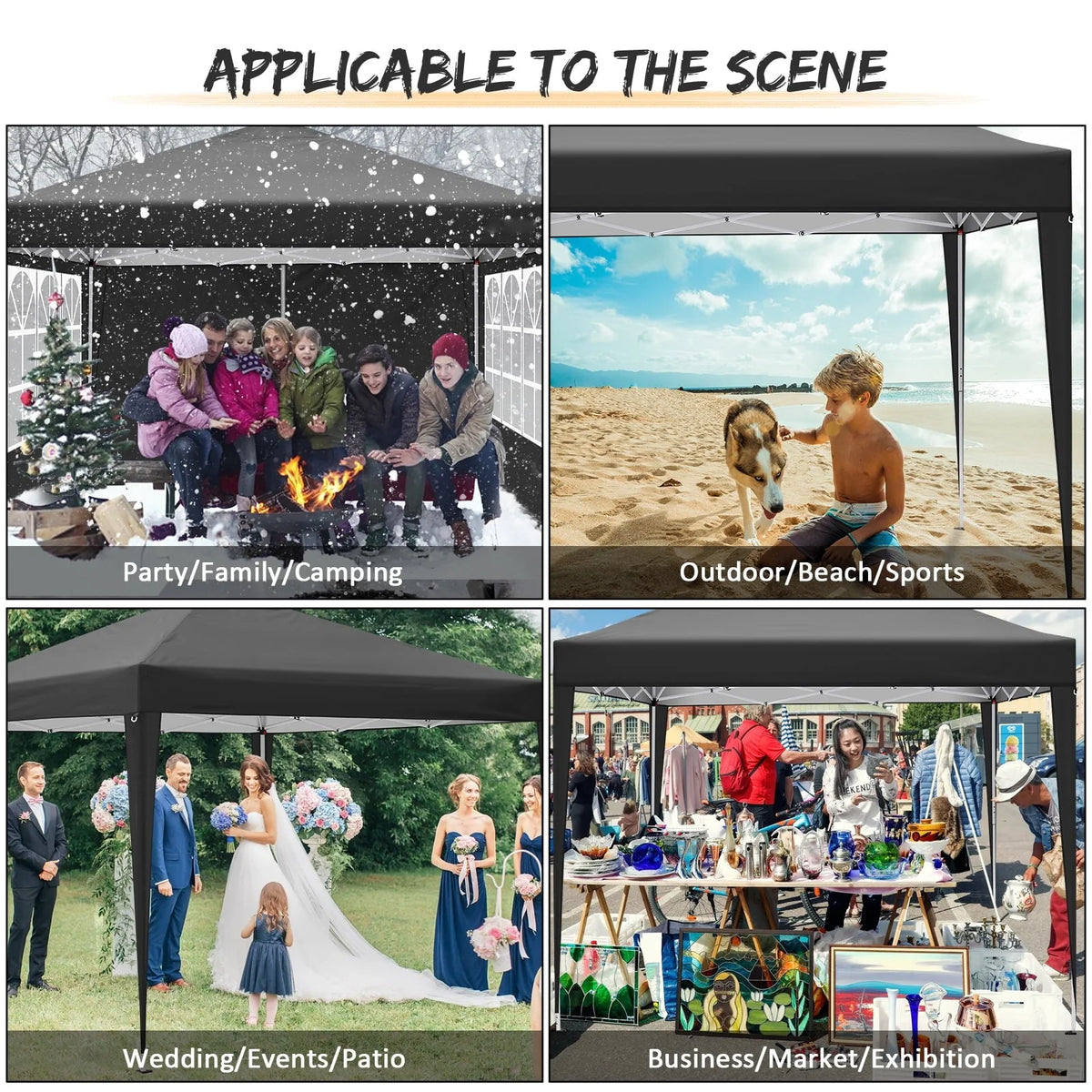 SANOPY 10'x10' Outdoor Canopy Tent Waterproof Pop Up Backyard Canopy Portable Party Commercial Instant Canopy Shelter Tent Gazebo with 4 Removable Sidewalls & Carrying Bag for Wedding Picnics Camping