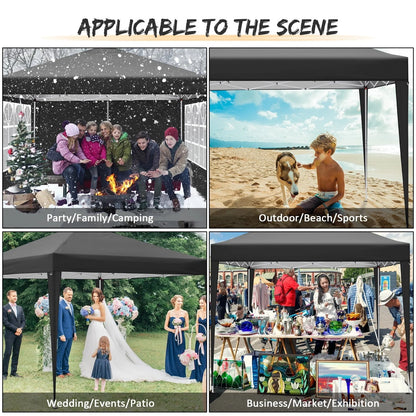 SANOPY 10'x10' Outdoor Canopy Tent Waterproof Pop Up Backyard Canopy Portable Party Commercial Instant Canopy Shelter Tent Gazebo with 4 Removable Sidewalls & Carrying Bag for Wedding Picnics Camping