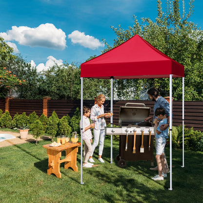 EAGLE PEAK 5x5 Pop Up Canopy Tent Instant Outdoor Canopy Easy Set-up Straight Leg Folding Shelter（Blue）