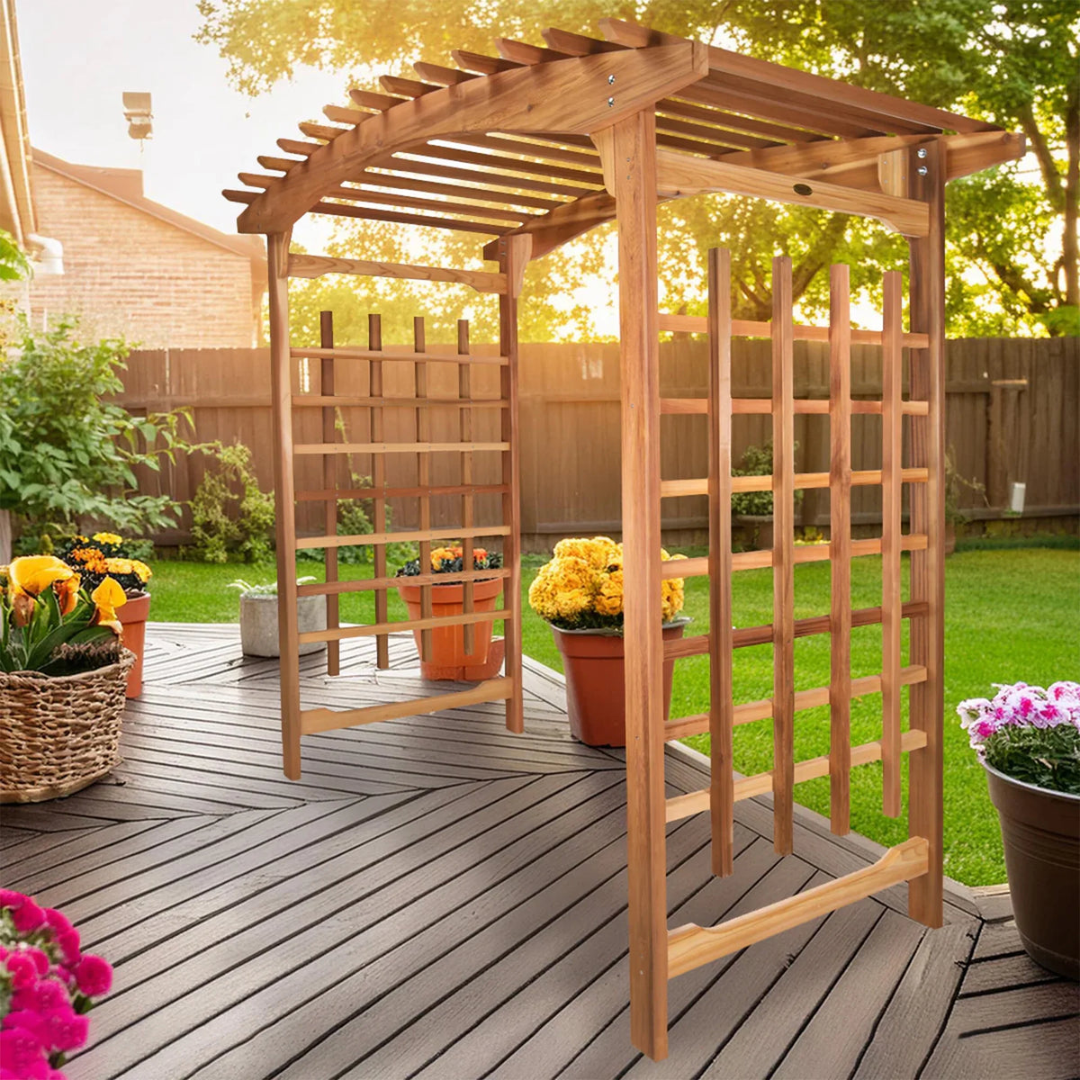 All Things Cedar PA106 Pagoda Wedding Arbor - Elegant Garden Arch for Weddings and Landscapes