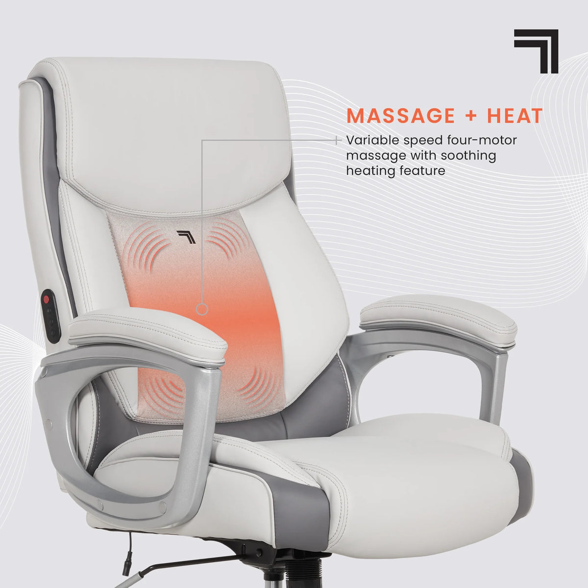 Sharper Image S-120 Massage and Heat Office Chair, Gray/White