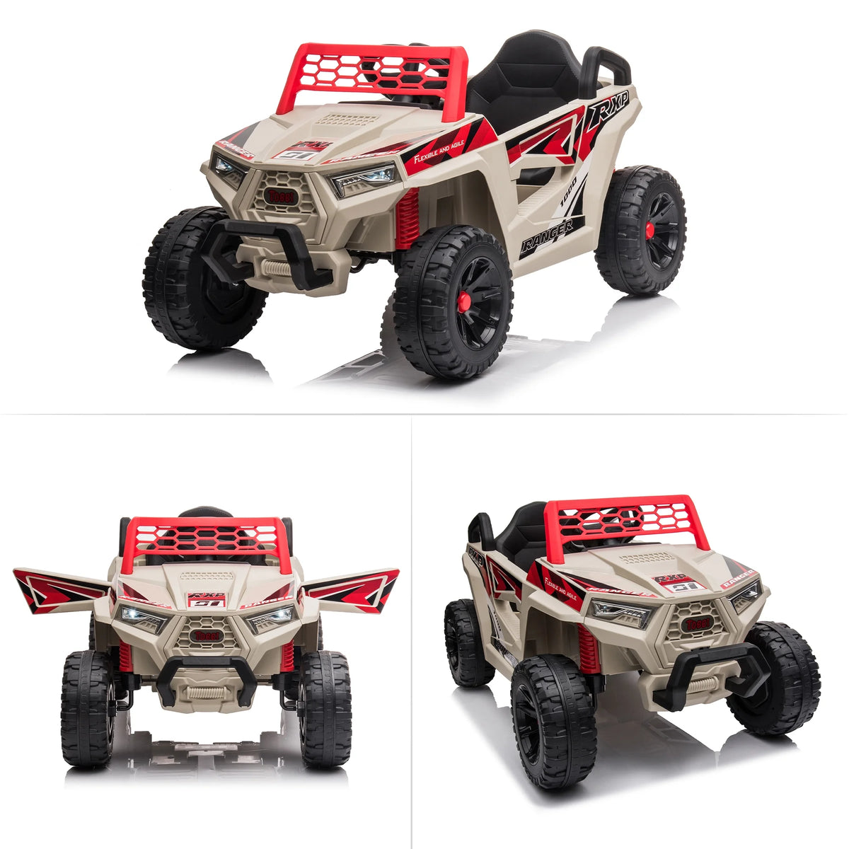 TOBBI 12V Kids Electric off-Road UTV Truck Car Battery Powered Ride on Toys for Girls with LED Headlights, Music, Horn