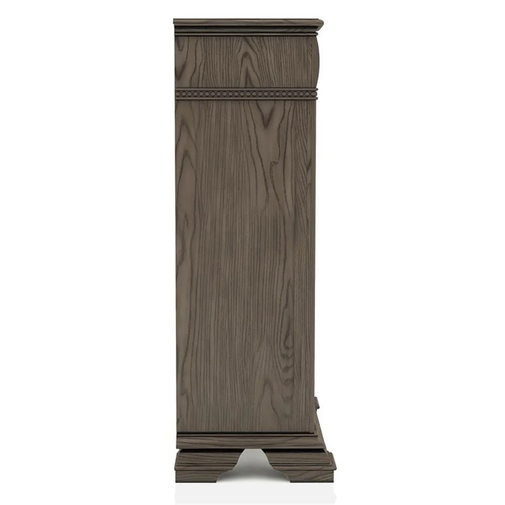 FOA Charo 6pc Gray Wood Bedroom Set-King Nightstands??����?��?