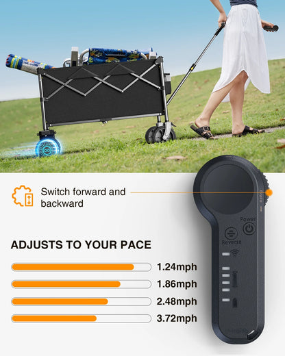 KEESTP Electric Utility Wagon, 300W Motor,Foldable Cart with All Terrain Wheel for Camping/Gardening/Shopping