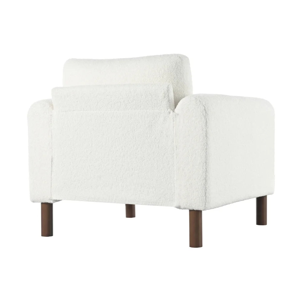 Oversized Accent Chair, Upholstered Living Room Chairs Single Sofa Chair with Walnut Legs, Curved handrail, Green