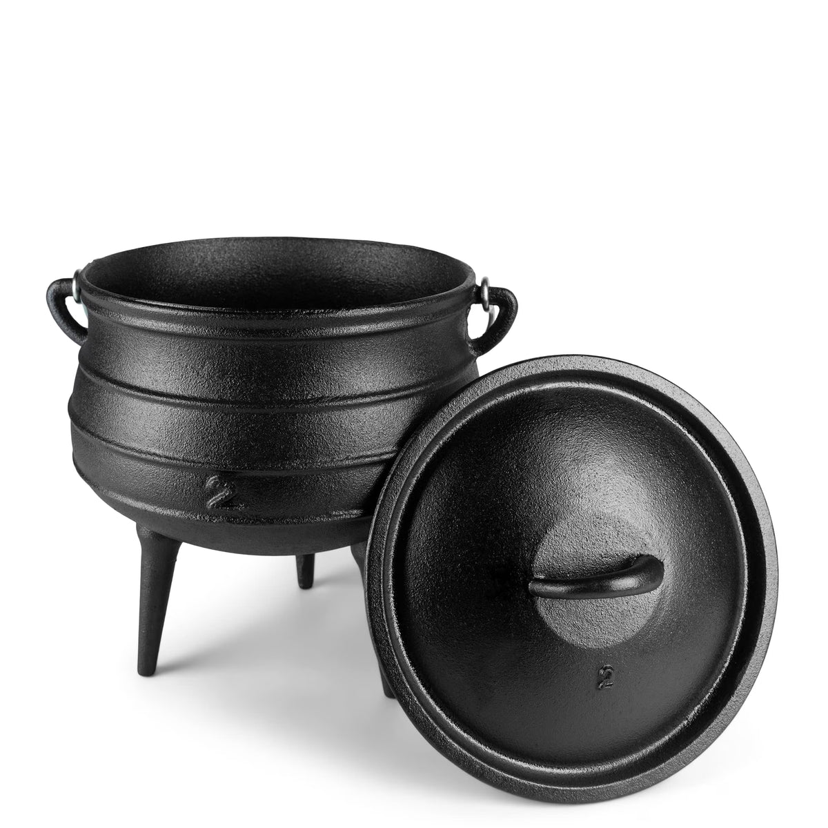 Bruntmor Pre-Seasoned Cast Iron Cauldron - Bruntmor African Potjie Pot with Lid - 3 Legs for Even Heat Distribution - Camping Dutch Oven Cookware for Over-the-Fire Cooking - 10 Quarts, X-Large