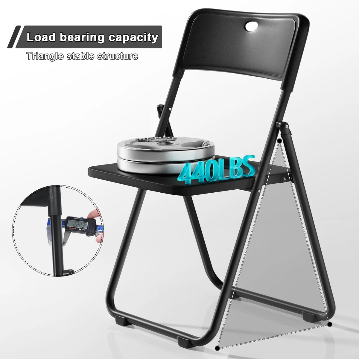 Anvazise Folding Chair 6Pcs/Set Folding Chairs, Staff Backpack Computer Chair, Basics Foldable Plastic Chair, Outdoor Portable Activity Chair, Black (Black)