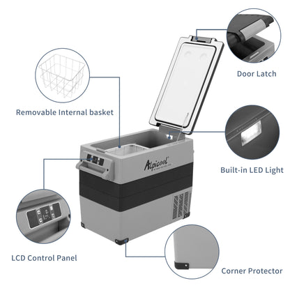 Alpicool CF55 Portable Refrigerator 12 Volt Car Freezer 58 Quart(55 Liter) Vehicle, Car, Truck, RV, Boat, Mini fridge freezer for Driving, Travel, Fishing, Outdoor -4��F to 68��F