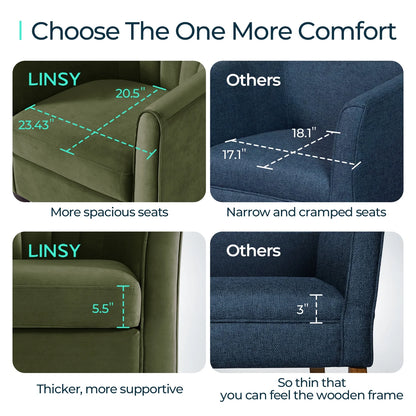 LINSY HOME Chenille Accent Chair with Ottoman for Living Room, Dark Gray