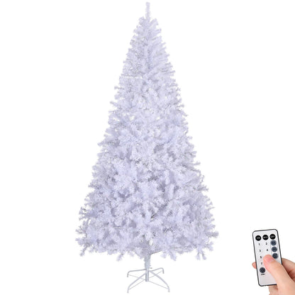 Ktaxon 9 FT Pre-Lit Christmas Tree, Hinged Xmas Pine Tree with 2000 Branch Tips, 650 Lights and Remote Control for Holiday Party Office Home, White