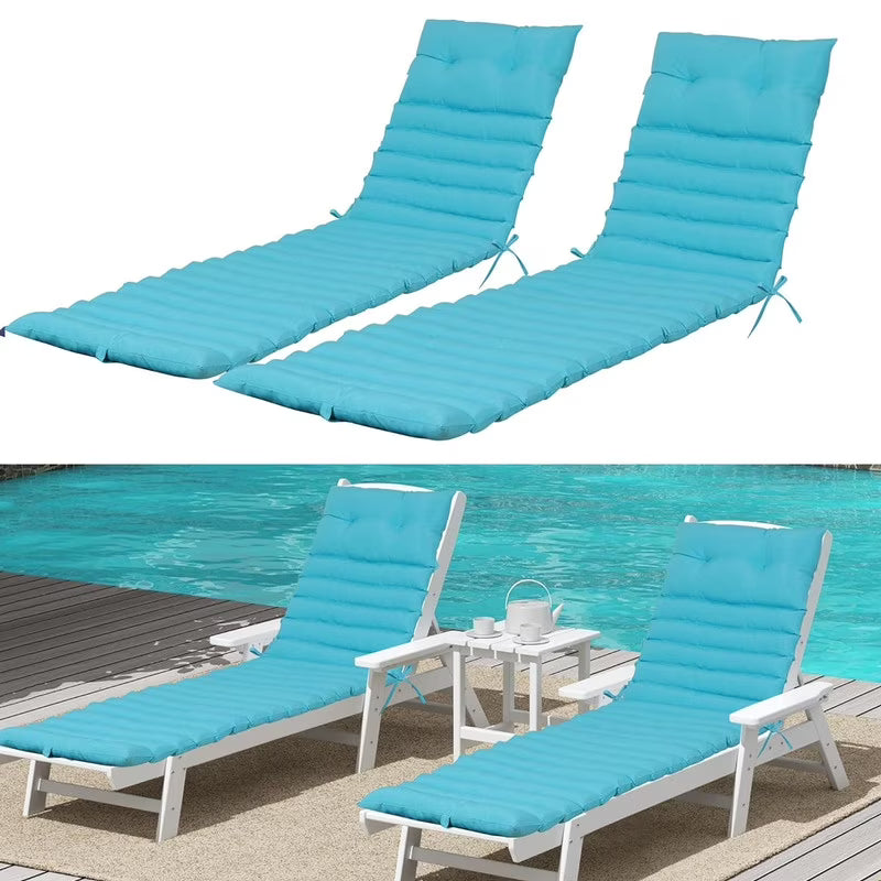 2pcs Outdoor Chaise Lounge Cushions, Waterproof Patio Foldable Chair Cushion for Garden Pool, 73 x 24in Sun Lounger Cushions for Outdoor Furniture��Navy blue��