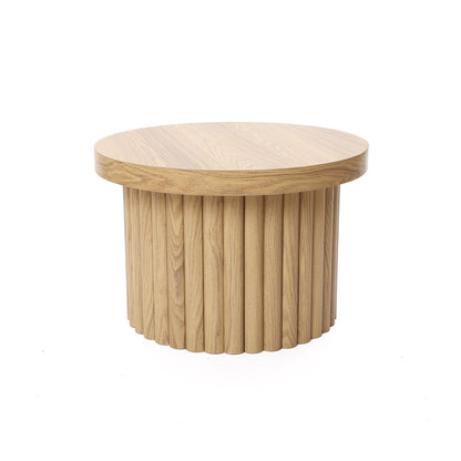 LuxenHome Wood Round Side Table, 19" Fluted End Table for Small Spaces, Mid Century Modern Wooden Accent Tables, Small Bedside Table, Couch Side Table, Nightstand for Living Room Bedroom Couch