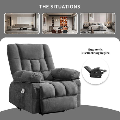 JONPONY Power Lift Recliner Chair Recliners for Elderly with Heat and Massage Recliner Chair for Living Room with Infinite Position and Side Pocket,USB Charge Port,Brown