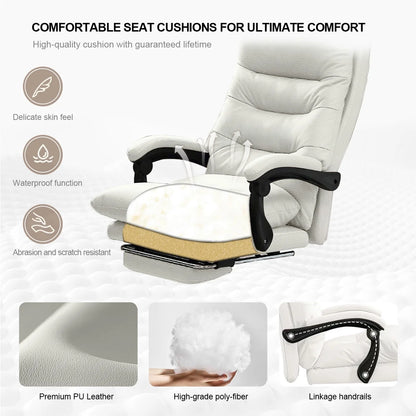 Comfortable Office Chair High Back Executive Desk Chair Leather Computer Gaming Chair Swivel Office Chairs with Footrest
