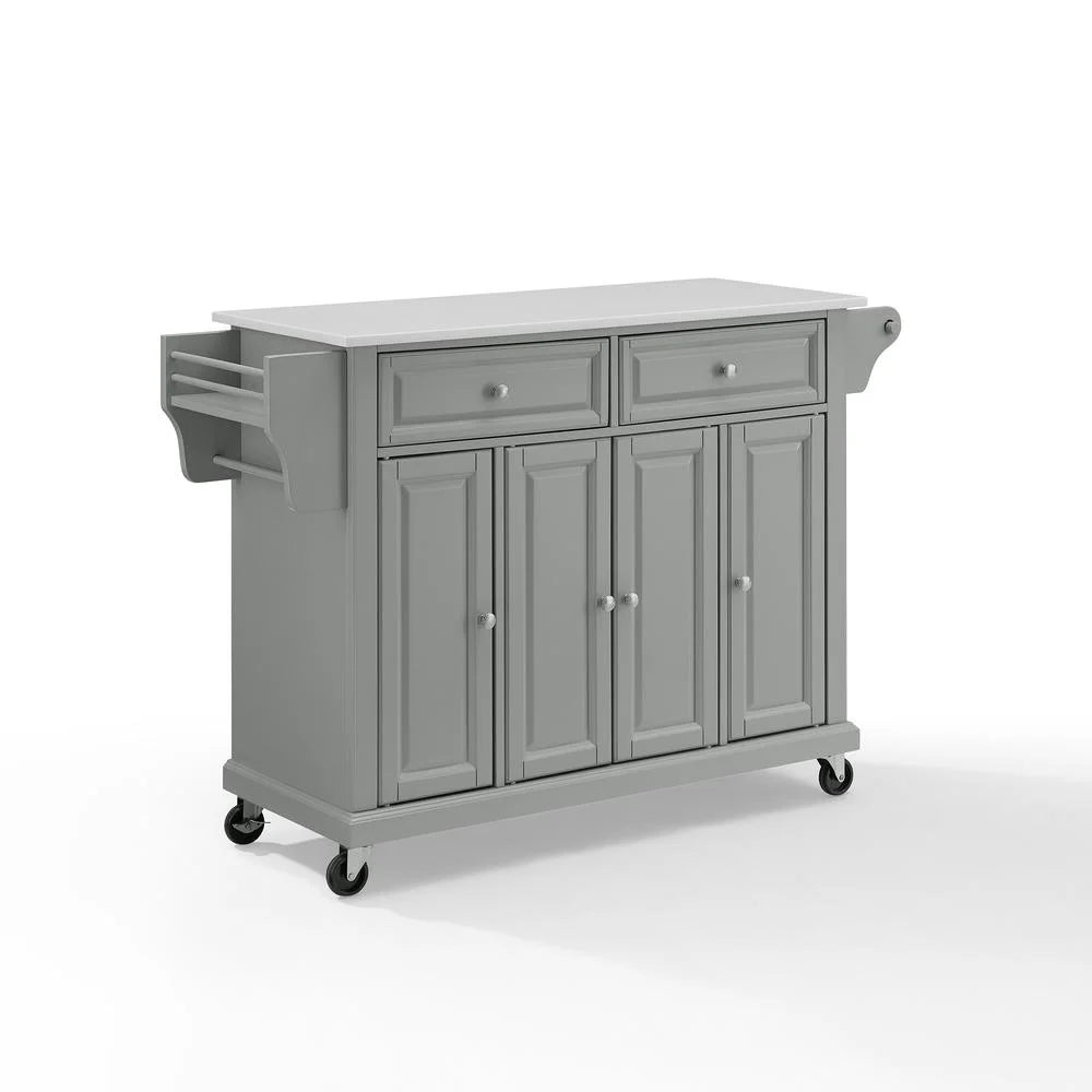Crosley Full Size Kitchen Cart-Finish:Gray,Style:Granite Top/White